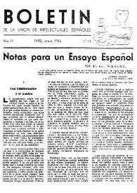 Boletín de la Unión de Intelectuales Españoles. Año III, núm. 14, enero 1946