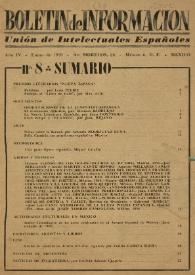 Boletín de información : Unión de intelectuales españoles. Año IV, núm. 8, enero de 1959